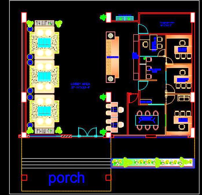 Hotel Lobby Furniture Layout Plan - Free Autocad DWG